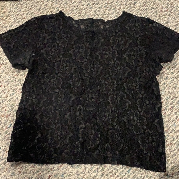 vintage black sheer lace tee - Picture 1 of 3